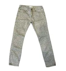 Free People Patterned Skinny Jeans Zipper Hem SIZE 26