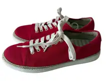 Vionic Women's Red Sunny Hattie Canvas Espadrille Lace Up Sneaker Shoes Size 9