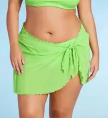 Wild Fable Green Scalloped Sarong Swim Cover Up