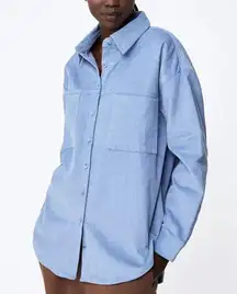 Cotton On Women's The Lightweight Cord Shacket Jacket in blue Size Medium NWT