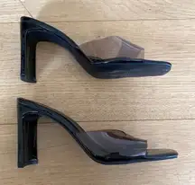 Pretty Little Thing Heeled Sandals in Black and Clear