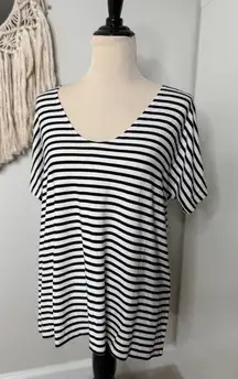 Hatch Maternity Black White Stripe Classic Minimalist Short-sleeved Shirt Top M