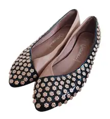 Jeffrey Campbell Ibiza Gold Studded Flats Size 8.5 Handmade Slip On Flower