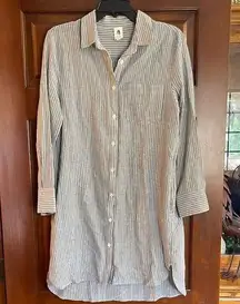 Flawless Striped Button-Up Shirt Dress small