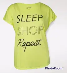 Style & co. Text tee sleep shop repeat happy lime size XL