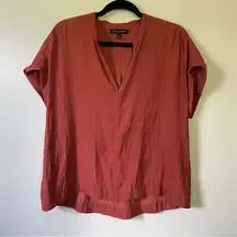 Rust Red Classic Short Sleeve Business Casual Blouse size Medium