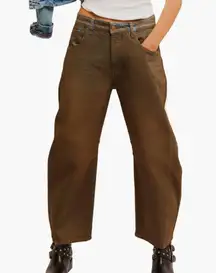 Free People Good Luck Coated High Waist Ankle Barrel Jeans