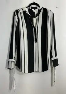 Womans Jules & Leopold M/M Black White 3/4 Button Up Long Sleeve Pullover Blouse