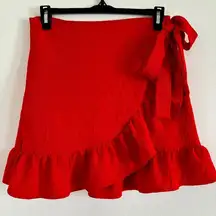 Red Wrap Mini Skirt Size Medium