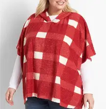 Lane Bryant Hooded Plaid Sherpa Poncho