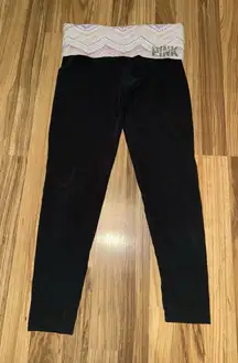 Victoria's Secret PINK Yoga Sz S Y2K Rhinestone Bling Foldover Waist‎ Leggings