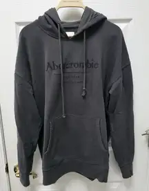 A&F Soft Collection Embroidered Dark Gray Hoodie L