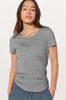 Lululemon Love Crew III in Short Serve Stripe Heathered Medium Grey White