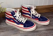 Vans Sk8 Hi Unisex Womens Size 6.5 Men 5 Striped High Top Sneakers USA Patriotic