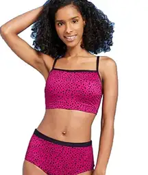 Women's Longline Square Neck Bikini Top - Cranberry Dot
