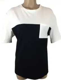 Phillip Lim 3.1 Black & White Knit Short Sleeve Colorblock Crewneck Tee Shirt