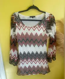 Chevron Patterned Top with 3/4 Sleeves