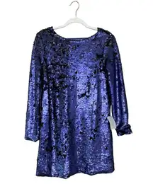 Minkpink Great Escape Low Back Sequin Dress in Blue Long Sleeve Size XS New