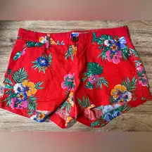 Old Navy Red and Green Tropical Shorts