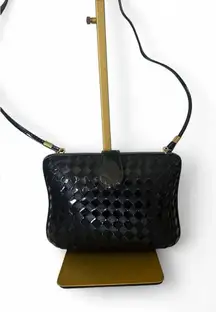 Vintage J & S Original 1960s Black Patent Woven Convertible Bag