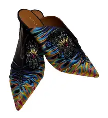 Kurt Geiger London Embellished Satin Mule Heels Psychedelic Print EU 38 / 7.5