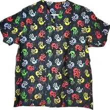 Colorful Handprint Healthcare Worker Scrub Top Shirt