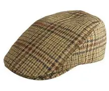 M&S Mark & Spencer Sartorial Brown Wool Plaid Checkered Newsboy Flat Cap Sz S-M