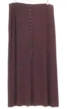 Vintage 90svBriggs New York Black Red Polka Dot Midi Skirt Stretch Plus Size 1XL