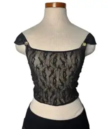 Mesh off the shoulder whimsygoth gold flower top