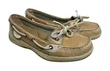 Sperry Top-Sider Boat Shoes Beige Leather 7M Nautical Classic Coastal Preppy