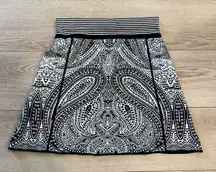 Title Nine Black White A-Line Sweater Skirt Cotton Blend Paisley Mini Size XS