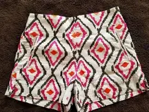 Ann Taylor Loft Embroidered Linen Olive Pink Orange The Riviera Shorts Size 00