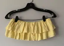 Light yellow double ruffled bandeau top 