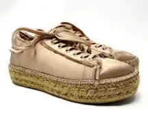 Steve by Steve Madden Pace Blush Pink Satin Raw Edges Espadrille Sneakers 7.5