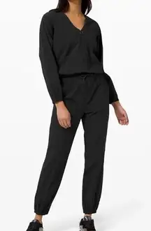 Lululemon Size 10  Womens Dynamic Days Black Jumpsuit EUC long sleeve breath