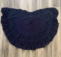 Lu Bella Boutique Navy Oversized Lace Ruffle Trim Boho Top Medium