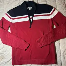 vintage St. john’s Bay Red White & Blue Striped Crewneck Pullover Halfzip