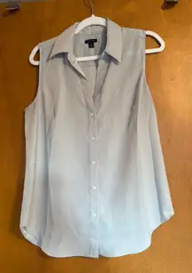 Ann Taylor Sleeveless Blouse Light Grey M
