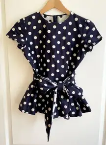 Vintage Carolina Herrera Polka Dot Blouse Size Small