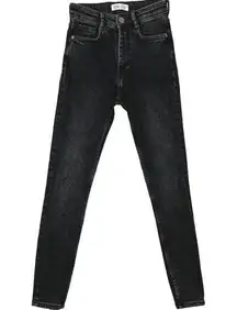 Zara Womens Charcoal Wash Black High Rise Skinny Tapered Leg Denim Jeans 2