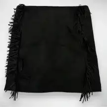 CHELSEA & VIOLET GIRLS Black Faux Suede Mini Skirt With‎ Fringe Detail XL | NWT