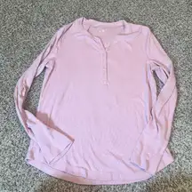 GAP Rib Henley Long Sleeve Shirt Lilac Purple Women's Size L