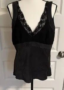 Black Lace Trim Sleeveless Top