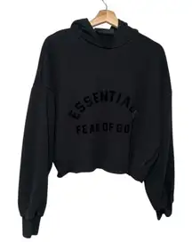 Fear of God Women Essentials Hoodie Sweatshirt Black Size XS Cutoff Cropped