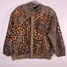 Fuda International Womens Silk windbreaker Jacket Animal Cheetah Leopard size M