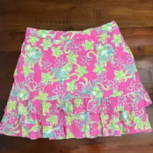 Lilly Pulitzer Vintage Cotton Ruffle Skirt Monkey Rock-A-Hula