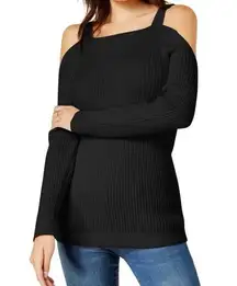 bar III black cold shoulder sweater size medium brand new