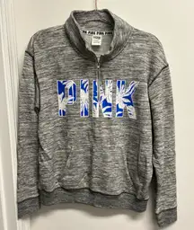 PINK Victoria's Secret Gray and Blue Zip-Up Sweater With Hawaii style Letters