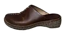 Clarks Mitchell Brown Leather Clogs Women’s 6M – Slip-On Mule Comfort Boho