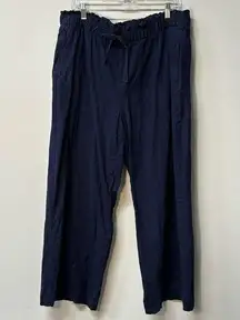 Linen Wide Leg Pant navy blue 16 elastic waist office business